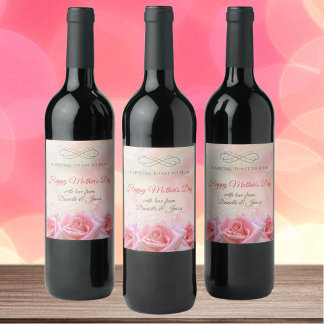Étiquette Pour Bouteilles De Vin Roses roses et Dew lèvent la fête des mères