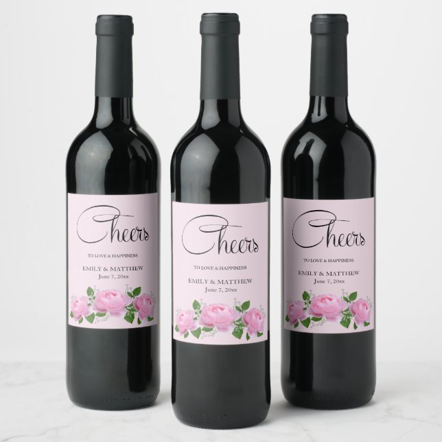 Étiquette Pour Bouteilles De Vin Roses roses parfumées, Mariage (Bouteilles)