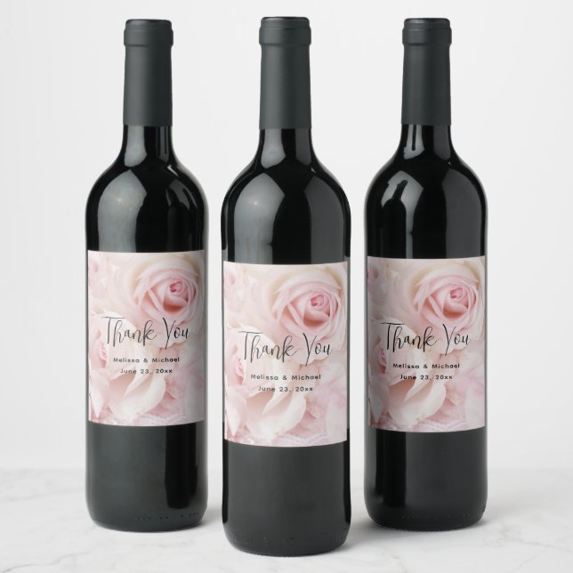 Étiquette Pour Bouteilles De Vin Roses roses vintages Elégant Merci de bouquet (Bouteilles)