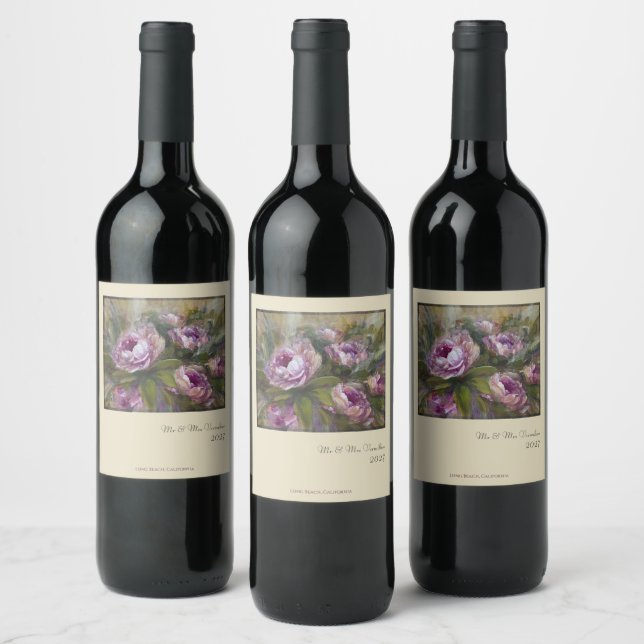 Étiquette Pour Bouteilles De Vin Roses Rouges (Bouteilles)