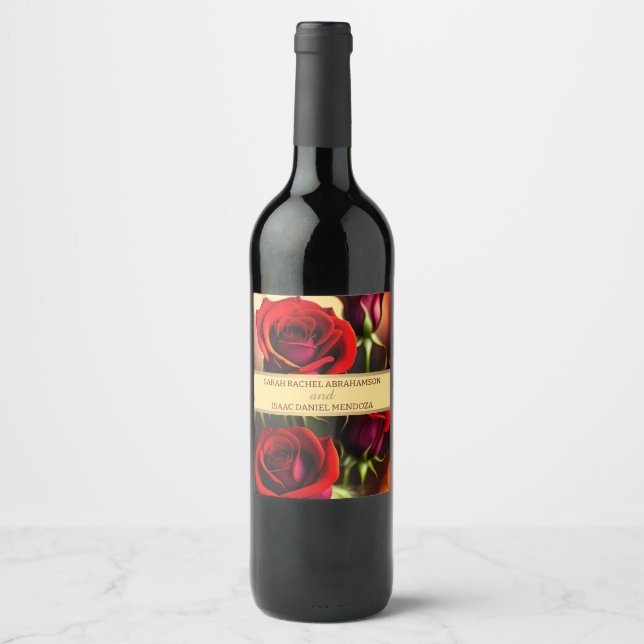 Étiquette Pour Bouteilles De Vin Roses Rouges (Devant)