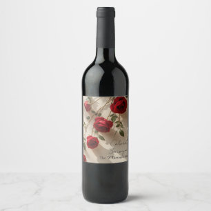 Étiquette Pour Bouteilles De Vin Roses Rouges Romantique Nom Personnalisé
