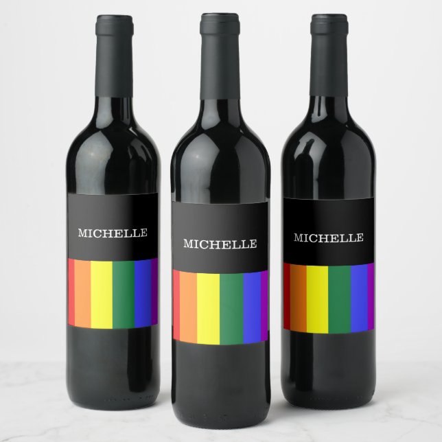 Étiquette Pour Bouteilles De Vin Rótulos Vinho Orgulho Gay Rainbow Personalizado (Bouteilles)
