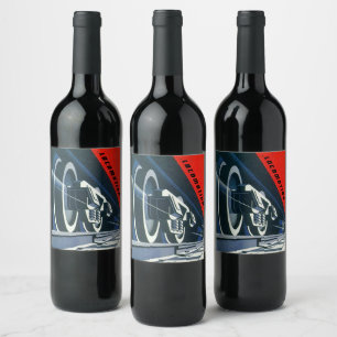 Étiquette Pour Bouteilles De Vin Roues de train visuel sur la voie Locomotion Railr