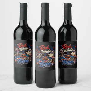Étiquette Pour Bouteilles De Vin Rouge Blanc Et Boo Patriotique 4 Juillet