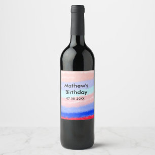 Étiquette Pour Bouteilles De Vin Rouge bleu américain garçon anniversaire ajouter n