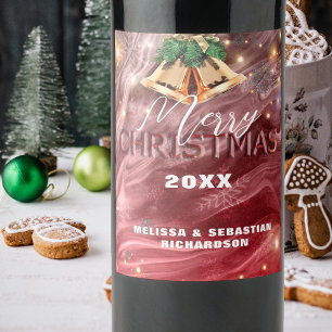 Étiquette Pour Bouteilles De Vin Rouge élégant Or Noël Joyeux Noël