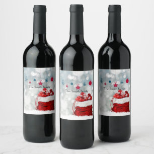 Étiquette Pour Bouteilles De Vin rouge Noël
