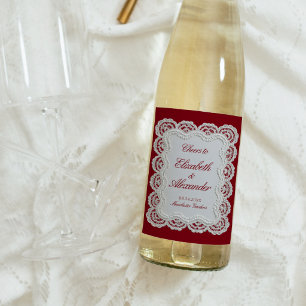 Étiquette Pour Bouteilles De Vin Rouge Rouge Vieil Argent Broderie Mariage