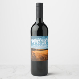 Étiquette Pour Bouteilles De Vin Route de Campagne de Champ Doré Rustique d'Été Ens