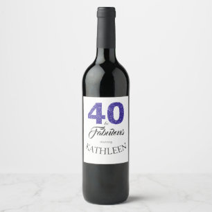 Étiquette Pour Bouteilles De Vin Royal Blue 40 et Fabulous 40th Birthday Party