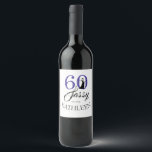 Étiquette Pour Bouteilles De Vin Royal Blue 60 et Sassy 60th Birthday Party<br><div class="desc">Célébrez 60 ans de style avec cet élégant design de 60 ans que vous pouvez customiser avec votre nom! Les mots 60 et sassy en parties scintillant bleue royale et noir sont mis en utilisant la typographie moderne. Des produits correspondants tels que des fournitures de fête et des jeux d'invitations...</div>