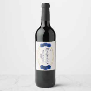 Étiquette Pour Bouteilles De Vin Royal Blue et Gold Geometry Quinceañera