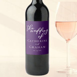 Étiquette Pour Bouteilles De Vin Royal Purple White Typographie Mariage du soir