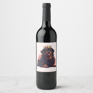 Étiquette Pour Bouteilles De Vin Royal Rottweiler Dog Queen Crown