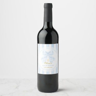 Étiquette Pour Bouteilles De Vin Ruban bleu élégant rayures dentelle