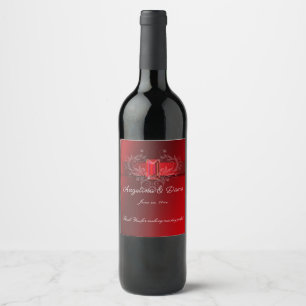 Étiquette Pour Bouteilles De Vin Ruban Rouge Élégant Étincelant Rubis