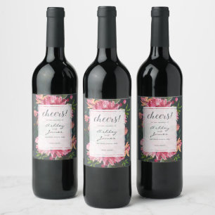 Étiquette Pour Bouteilles De Vin Ruby Pink Peony Floral Mariage