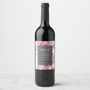 Étiquette Pour Bouteilles De Vin Ruby Pink Peony Floral Mariage