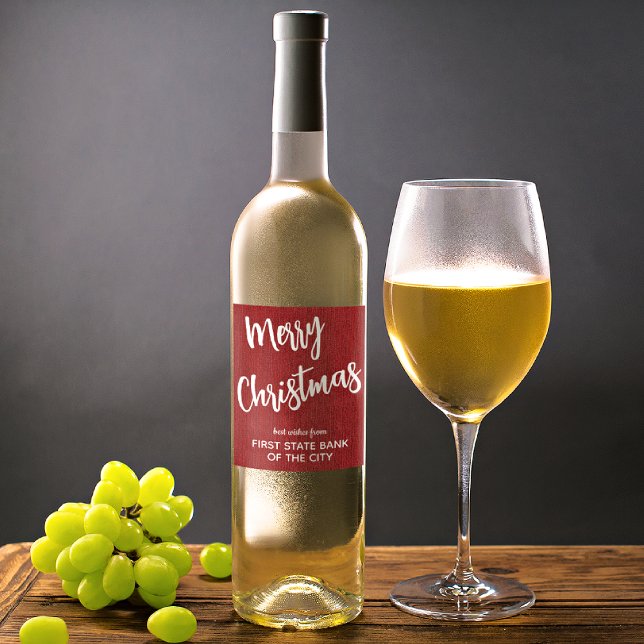 Étiquette Pour Bouteilles De Vin Ruby Red Denim White Script Nom d'entreprise Ensem (Créateur téléchargé)