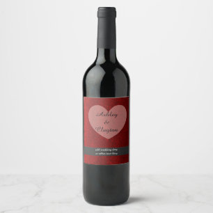Étiquette Pour Bouteilles De Vin Ruby Red Faux Parties scintillant Avec Coeur
