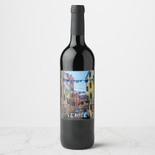 Étiquette Pour Bouteilles De Vin Rue à Venise avec lave-linge Italie