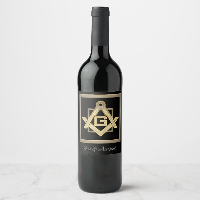 Étiquette Pour Bouteilles De Vin Ruée d'or masonique (Devant)