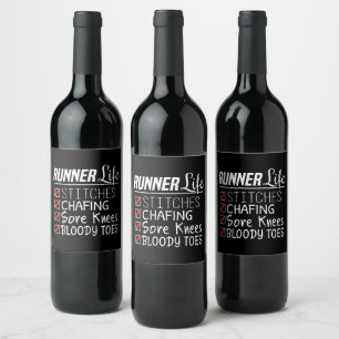 Étiquette Pour Bouteilles De Vin Runner's Life Funny Marathon Running Checklist