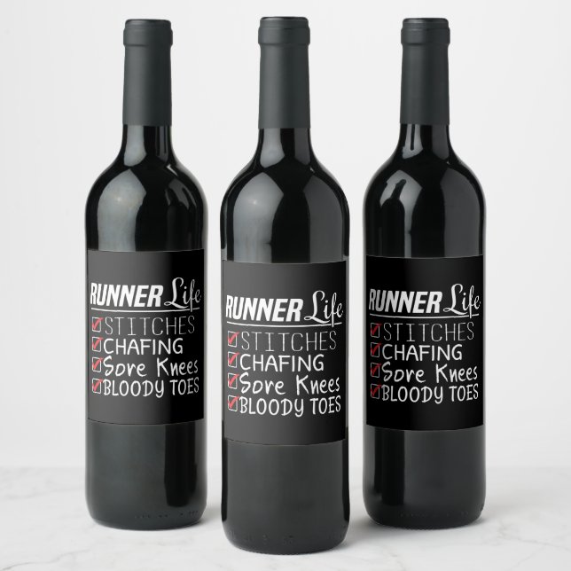 Étiquette Pour Bouteilles De Vin Runner's Life Funny Marathon Running Checklist (Bouteilles)