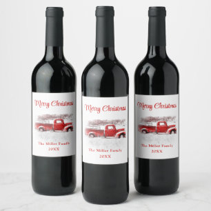 Étiquette Pour Bouteilles De Vin Russe Vintage Joyeux Noël Rouge Blanc Camion