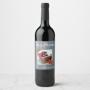 Étiquette Pour Bouteilles De Vin Rustic Barn Board et Poinsettia ~ Photo de famille