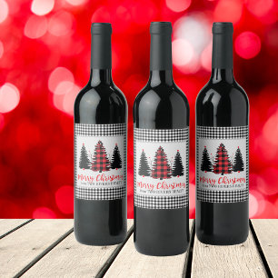 Étiquette Pour Bouteilles De Vin Rustic Buffalo Plaid Noël personnalisable