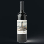 Étiquette Pour Bouteilles De Vin Rustic Coastal Lighthouse Plage de bord de mer Mar<br><div class="desc">customisez ce étiquette de vin pour votre mariage ou événement.</div>