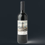 Étiquette Pour Bouteilles De Vin Rustic Coastal Lighthouse Plage de bord de mer Mar<br><div class="desc">customisez ce étiquette de vin pour votre mariage ou événement.</div>
