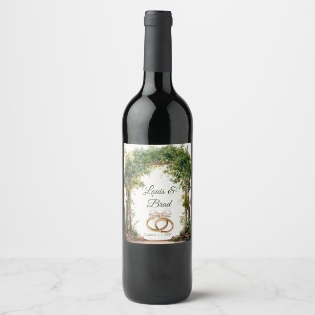 Étiquette Pour Bouteilles De Vin Rustic Forest Greenery Wedding Wine Bottle Label (Devant)