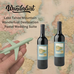 Étiquette Pour Bouteilles De Vin Rustic Lake Tahoe Mountain destination Mariage