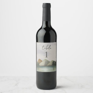 Étiquette Pour Bouteilles De Vin Rustic Mountain À feuillage persistant Mariage Num