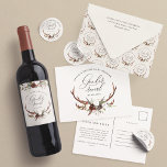Étiquette Pour Bouteilles De Vin Rustic stag floral gender reveal baby shower<br><div class="desc">Rustic stag antlers watercolor floral gender reveal baby shower party design. With beautiful watercolor illustration and script hand writing. This modern design is sure to set the style for your upcoming party.</div>