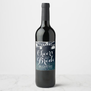 Étiquette Pour Bouteilles De Vin Rustique Céleste À LA MARIÉE Vin de Mariage