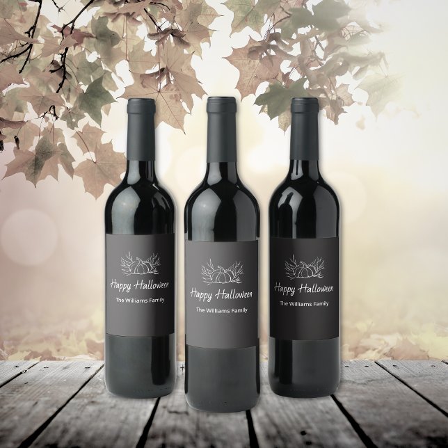 Étiquette Pour Bouteilles De Vin Rustique Chalkboard Simple Citrouille de fête d'Ha (Créateur téléchargé)