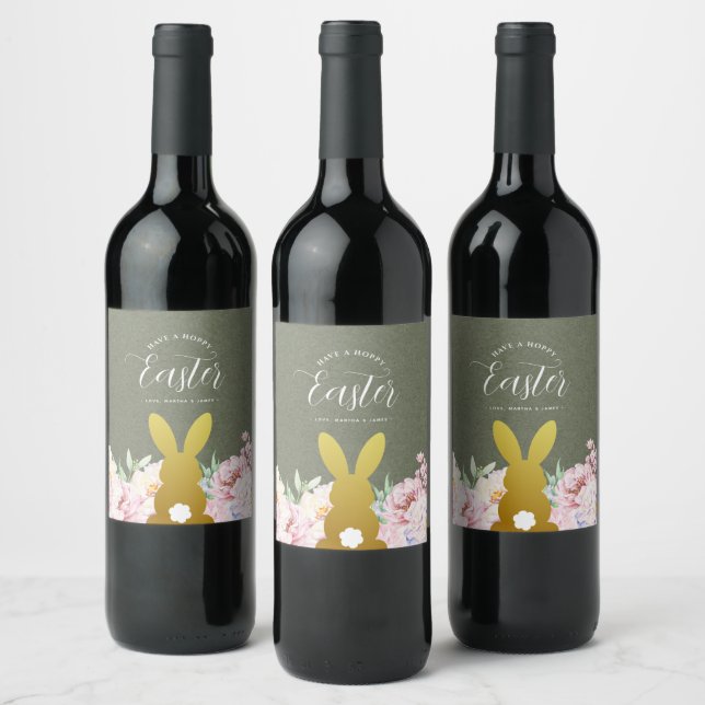 Étiquette Pour Bouteilles De Vin Rustique Elegant Pâques Personnalisé (Bouteilles)