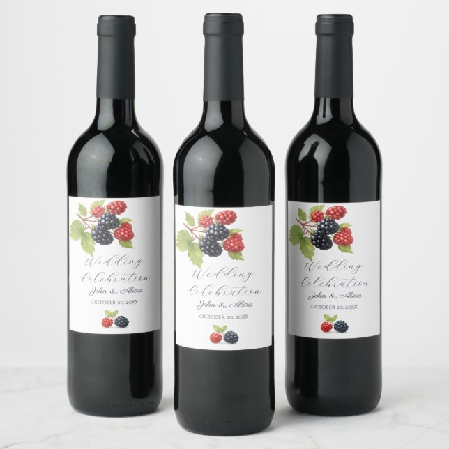 Étiquette Pour Bouteilles De Vin Rustique romantique Berry Mariage photo Retour (Bouteilles)