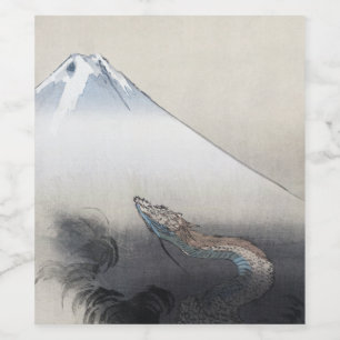 Étiquette Pour Bouteilles De Vin Ryu Shoten : Dragon ascendant sur Fuji, Japon