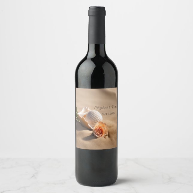 Étiquette Pour Bouteilles De Vin Sable Rose Coquillage (Devant)
