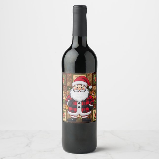 Étiquette Pour Bouteilles De Vin Sac cadeau père Noël (Devant)