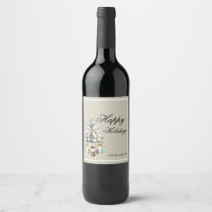 Étiquette Pour Bouteilles De Vin Sac de Cadeau de Sapin de Noël Moderne