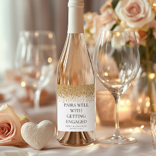 Étiquette Pour Bouteilles De Vin S'accorde bien avec les paillettes dorées de fianç