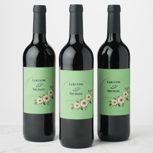 Étiquette Pour Bouteilles De Vin Sage Mariage personnalisable (Bouteilles)