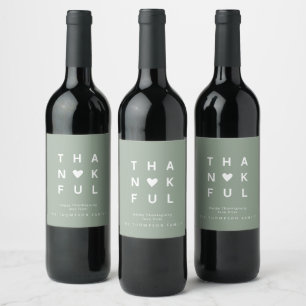 Étiquette Pour Bouteilles De Vin Sage minimaliste Green Thanksgiving personnalisé
