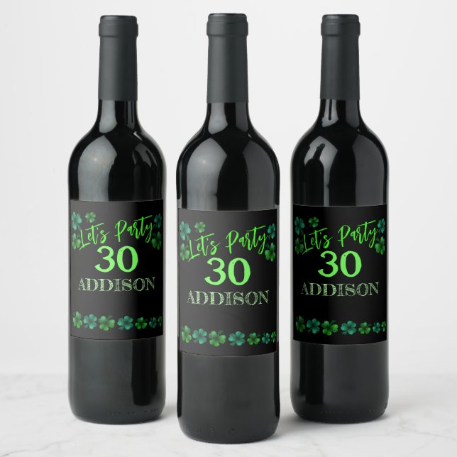 Étiquette Pour Bouteilles De Vin Saint Patrick Day Anniversaire Faisons shamrock (Bouteilles)